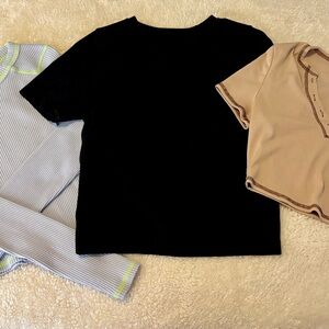 Stylish Women’s Black, Beige, and Striped Tops